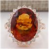 Image 1 : 13.49 CTW Natural Madeira Citrine And Diamond Ring 18K Solid Rose Gold