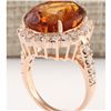 Image 3 : 13.49 CTW Natural Madeira Citrine And Diamond Ring 18K Solid Rose Gold