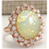 Image 2 : 8.11 CTW Natural Opal And Diamond Ring In 18K Rose Gold