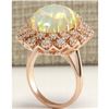 Image 3 : 8.11 CTW Natural Opal And Diamond Ring In 18K Rose Gold