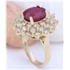Image 4 : 6.30 CTW Natural Ruby 18K Solid Yellow Gold Diamond Ring
