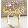 Image 3 : 21.94 CTW Natural Kunzite And Diamond Ring 18K Solid Yellow Gold
