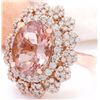 Image 2 : 7.86 CTW Natural Morganite 18K Solid Rose Gold Diamond Ring
