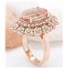 Image 4 : 7.86 CTW Natural Morganite 18K Solid Rose Gold Diamond Ring