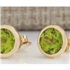 Image 2 : 3.00 CTW Peridot Earrings 18K Solid Yellow Gold