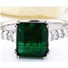Image 1 : 2.41 CTW Natural Emerald 14K Solid White Gold Diamond Ring