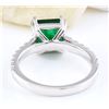 Image 3 : 2.41 CTW Natural Emerald 14K Solid White Gold Diamond Ring