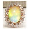 Image 1 : 7.99 CTW Natural Opal And Diamond Ring In 14K Rose Gold