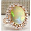 Image 2 : 7.99 CTW Natural Opal And Diamond Ring In 14K Rose Gold