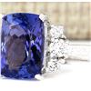 Image 2 : 7.10 CTW Natural Blue Tanzanite And Diamond Ring 18K Solid White Gold