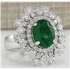 Image 2 : 5.71 CTW Natural Colombian Emerald And Diamond Ring In 14K White Gold