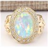 Image 1 : 6.40 CTW Natural Opal And Diamond Ring In 14k Yellow Gold