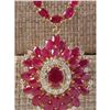 Image 1 : 35.62 CTW Natural African Ruby And Diamond Necklace In 18K Yellow Gold