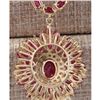 Image 2 : 35.62 CTW Natural African Ruby And Diamond Necklace In 18K Yellow Gold