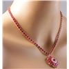 Image 4 : 35.62 CTW Natural African Ruby And Diamond Necklace In 18K Yellow Gold
