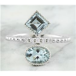 1.31 CTW Aquamarine 18K White Gold Diamond Ring