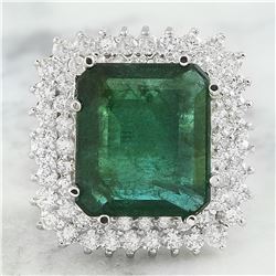 9.05 CTW Emerald 18K White Gold Diamond Ring