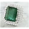 Image 2 : 9.05 CTW Emerald 18K White Gold Diamond Ring