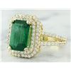 Image 2 : 4.42 CTW Emerald 18K Yellow Gold Diamond Ring