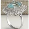 Image 3 : 10.12 CTW Natural Aquamarine And Diamond Ring In 18K Solid White Gold