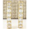 Image 2 : 3.25 CTW Natural Diamond Hoop Earrings 18K Solid Yellow Gold