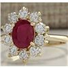Image 2 : 2.90 CTW Natural Ruby And Diamond Ring 14K Solid Yellow Gold
