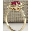 Image 3 : 2.90 CTW Natural Ruby And Diamond Ring 14K Solid Yellow Gold