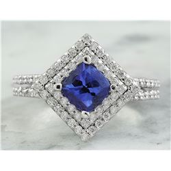 2.00 CTW Tanzanite 18K White Gold Diamond Ring