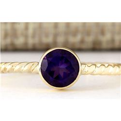 1.00 CTW Natural Amethyst Ring In 14k Yellow Gold