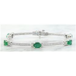 4.53 CTW Emerald 18K White Gold Diamond Bracelet