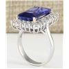 Image 3 : 9.05 CTW Natural Blue Tanzanite And Diamond Ring 18K Solid White Gold