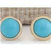 Image 1 : 3.00 CTW Natural Turquoise Earrings 18K Solid Yellow Gold