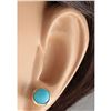 Image 3 : 3.00 CTW Natural Turquoise Earrings 18K Solid Yellow Gold