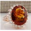 Image 2 : 13.49 CTW Natural Madeira Citrine And Diamond Ring 14k Solid Rose Gold