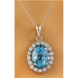 2.00 CTW Topaz 14K White Gold Diamond Necklace