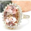 Image 2 : 9.35 CTW Natural Morganite 18K Solid Yellow Gold Diamond Ring
