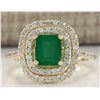 Image 1 : 1.96 CTW Natural Colombian Emerald And Diamond Ring In 18K Yellow Gold