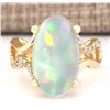 Image 1 : 6.50 CTW Natural Opal And Diamond Ring In 18K Yellow Gold