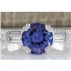Image 1 : 2.36 CTW Natural Blue Tanzanite And Diamond Ring 14K Solid White Gold