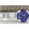 Image 2 : 2.36 CTW Natural Blue Tanzanite And Diamond Ring 14K Solid White Gold