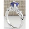 Image 3 : 2.36 CTW Natural Blue Tanzanite And Diamond Ring 14K Solid White Gold