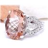 Image 2 : 12.56 CTW Natural Morganite 14K Solid White Gold Diamond Ring