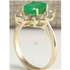 Image 3 : 3.08 CTW Natural Emerald And Diamond Ring 14K Solid Yellow Gold