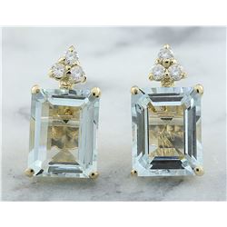 5.18 CTW Aquamarine 18K Yellow Gold Diamond Errings