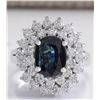 Image 1 : 3.32 CTW Natural Blue Sapphire Diamond Ring 18K Solid White Gold