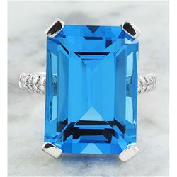 12.30 CTW Topaz 14K White Gold Diamond Ring