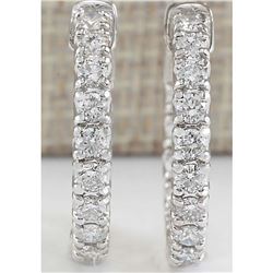 2.50 CTW Natural Diamond Hoop Earrings In 14k White Gold