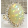 Image 2 : 12.51 CTW Natural Ethiopian Opal And Diamond Ring In 14K Solid Yellow Gold