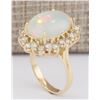 Image 3 : 7.26 CTW Natural Opal And Diamond Ring In 18K Yellow Gold