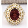 Image 1 : 3.70 CTW Natural Pink Tourmaline And Diamond Ring 18K Solid Yellow Gold